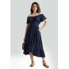 image:imageScarlet Darkness Renaissance Dress for Women 2026 Summer Spring Cotton Off The Shoulder Boho Midi DressesNavy