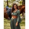 image:imageScarlet Darkness Renaissance Dress for Women Medieval Peasant Dress Long Bell Sleeve DressesArmy Green