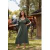 image:imageScarlet Darkness Renaissance Dress for Women Medieval Peasant Dress Long Bell Sleeve DressesArmy Green