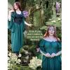 image:imageScarlet Darkness Renaissance Dress for Women Medieval Peasant Dress Long Bell Sleeve DressesGreen