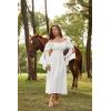 image:imageScarlet Darkness Renaissance Dress for Women Medieval Peasant Dress Long Bell Sleeve DressesWhite