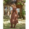 image:imageScarlet Darkness Renaissance Hood Dress for Women Medieval Costume Underbust Pirate Dresses with PocketsBrown Orange