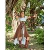image:imageScarlet Darkness Renaissance Hood Dress for Women Medieval Costume Underbust Pirate Dresses with PocketsBrown Orange