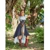 image:imageScarlet Darkness Renaissance Hood Dress for Women Medieval Costume Underbust Pirate Dresses with PocketsNavy