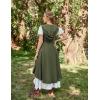 image:imageScarlet Darkness Renaissance Hood Dress for Women Medieval Costume Underbust Pirate Dresses with PocketsOlive Green