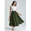 image:imageScarlet Darkness Renaissance Maxi Skirt for Women Flowy Long Boho Skirts with Pockets Army Green