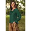 image:imageScarlet Darkness Renaissance Pirate Shirt Women Ruffle Long Sleeve Tops Peasant BlousesGreen