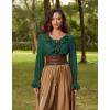 image:imageScarlet Darkness Renaissance Pirate Shirt Women Ruffle Long Sleeve Tops Peasant BlousesGreen