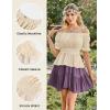 image:imageScarlet Darkness Renaissance Pirate Shirt Women Summer Off Shoulder Tops Short Sleeve Peplum Peasant BlousesApricot