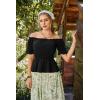 image:imageScarlet Darkness Renaissance Pirate Shirt Women Summer Off Shoulder Tops Short Sleeve Peplum Peasant BlousesBlack