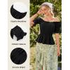 image:imageScarlet Darkness Renaissance Pirate Shirt Women Summer Off Shoulder Tops Short Sleeve Peplum Peasant BlousesBlack