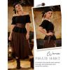 image:imageScarlet Darkness Renaissance Pirate Shirt Women Summer Off Shoulder Tops Short Sleeve Peplum Peasant BlousesBlack