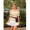 image:imageScarlet Darkness Renaissance Pirate Shirt Women Summer Off Shoulder Tops Short Sleeve Peplum Peasant BlousesButter Yellow