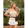 image:imageScarlet Darkness Renaissance Pirate Shirt Women Summer Off Shoulder Tops Short Sleeve Peplum Peasant BlousesButter Yellow