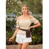 image:imageScarlet Darkness Renaissance Pirate Shirt Women Summer Off Shoulder Tops Short Sleeve Peplum Peasant BlousesButter Yellow