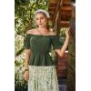 image:imageScarlet Darkness Renaissance Pirate Shirt Women Summer Off Shoulder Tops Short Sleeve Peplum Peasant BlousesGreen