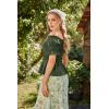 image:imageScarlet Darkness Renaissance Pirate Shirt Women Summer Off Shoulder Tops Short Sleeve Peplum Peasant BlousesGreen