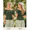 image:imageScarlet Darkness Renaissance Pirate Shirt Women Summer Off Shoulder Tops Short Sleeve Peplum Peasant BlousesGreen