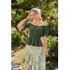 image:imageScarlet Darkness Renaissance Pirate Shirt Women Summer Off Shoulder Tops Short Sleeve Peplum Peasant BlousesGreen
