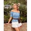 image:imageScarlet Darkness Renaissance Pirate Shirt Women Summer Off Shoulder Tops Short Sleeve Peplum Peasant BlousesLight Blue