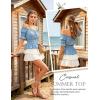 image:imageScarlet Darkness Renaissance Pirate Shirt Women Summer Off Shoulder Tops Short Sleeve Peplum Peasant BlousesLight Blue