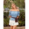 image:imageScarlet Darkness Renaissance Pirate Shirt Women Summer Off Shoulder Tops Short Sleeve Peplum Peasant BlousesLight Blue