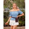 image:imageScarlet Darkness Renaissance Pirate Shirt Women Summer Off Shoulder Tops Short Sleeve Peplum Peasant BlousesLight Blue