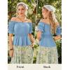 image:imageScarlet Darkness Renaissance Pirate Shirt Women Summer Off Shoulder Tops Short Sleeve Peplum Peasant BlousesLight Blue
