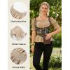 image:imageScarlet Darkness Renaissance Pirate Shirt Women Summer Off Shoulder Tops Short Sleeve Peplum Peasant BlousesLight Khaki
