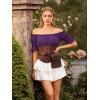 image:imageScarlet Darkness Renaissance Pirate Shirt Women Summer Off Shoulder Tops Short Sleeve Peplum Peasant BlousesPurple