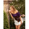image:imageScarlet Darkness Renaissance Pirate Shirt Women Summer Off Shoulder Tops Short Sleeve Peplum Peasant BlousesPurple