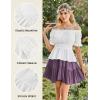 image:imageScarlet Darkness Renaissance Pirate Shirt Women Summer Off Shoulder Tops Short Sleeve Peplum Peasant BlousesWhite