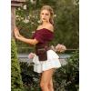 image:imageScarlet Darkness Renaissance Pirate Shirt Women Summer Off Shoulder Tops Short Sleeve Peplum Peasant BlousesWine