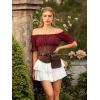 image:imageScarlet Darkness Renaissance Pirate Shirt Women Summer Off Shoulder Tops Short Sleeve Peplum Peasant BlousesWine