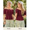 image:imageScarlet Darkness Renaissance Pirate Shirt Women Summer Off Shoulder Tops Short Sleeve Peplum Peasant BlousesWine