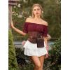 image:imageScarlet Darkness Renaissance Pirate Shirt Women Summer Off Shoulder Tops Short Sleeve Peplum Peasant BlousesWine