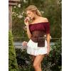 image:imageScarlet Darkness Renaissance Pirate Shirt Women Summer Off Shoulder Tops Short Sleeve Peplum Peasant BlousesWine