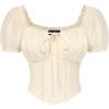 image:imageScarlet Darkness Renaissance Shirt Women Short Sleeve Corset Tops Peasant BlousesApricot