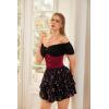 image:imageScarlet Darkness Renaissance Shirt Women Short Sleeve Corset Tops Peasant BlousesBlack