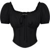 image:imageScarlet Darkness Renaissance Shirt Women Short Sleeve Corset Tops Peasant BlousesBlack