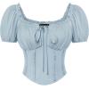 image:imageScarlet Darkness Renaissance Shirt Women Short Sleeve Corset Tops Peasant BlousesLight Blue