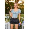 image:imageScarlet Darkness Renaissance Shirt Women Short Sleeve Corset Tops Peasant BlousesLight Blue