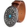 image:imageScarlet Darkness Western Belt for Women Leather Cowgirl Belt with Turquoise Buckle Country Belts for Jeans DressesBrown Cow Print With Crystal Buckle