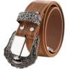 image:imageScarlet Darkness Western Belts for Woman Renaissance Cowgirl Leather Belt with Removable BuckleBrown Silver