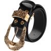 image:imageScarlet Darkness Western Belts for Woman Renaissance Cowgirl Leather Belt with Removable BucklePure Black Gold