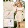 image:imageScarlet Darkness Women Corset Dress Off Shoulder Bell Sleeve Ruffled Fairy Mini DressApricot