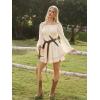 image:imageScarlet Darkness Women Corset Dress Off Shoulder Bell Sleeve Ruffled Fairy Mini DressApricot