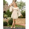 image:imageScarlet Darkness Women Corset Dress Off Shoulder Bell Sleeve Ruffled Fairy Mini DressApricot