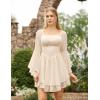 image:imageScarlet Darkness Women Corset Dress Off Shoulder Bell Sleeve Ruffled Fairy Mini DressApricot