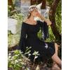 image:imageScarlet Darkness Women Corset Dress Off Shoulder Bell Sleeve Ruffled Fairy Mini DressBlack